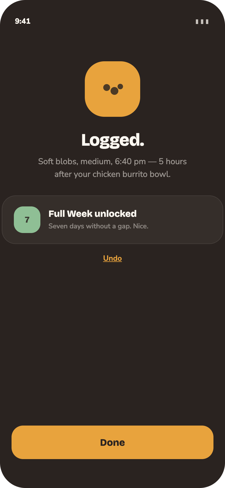 Saved. Four taps, done, and undo sits in the toast.
